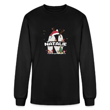 Natalie Noël - Natalie Nom drôle Noël - T-shirt à manches longues Homme - noir - Devant