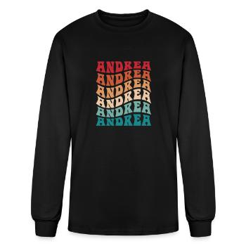 Funny Personalized Andrea Name Themed Apparel - Men's Long Sleeve T-Shirt - black - Front