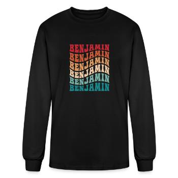 Funny Personalized Benjamin Name Themed Apparel - Men's Long Sleeve T-Shirt - black - Front