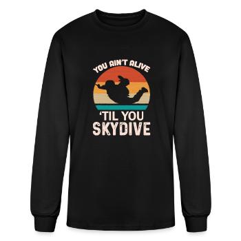 Retro Skydive Skydiver Skydiving - Men's Long Sleeve T-Shirt - black - Front