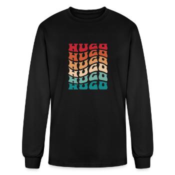 Funny Personalized Hugo Name Themed Apparel - Men's Long Sleeve T-Shirt - black - Front