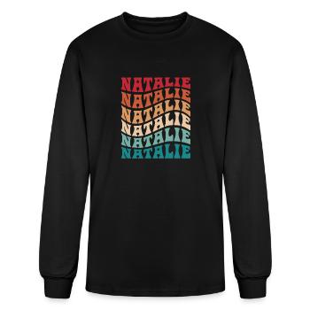 Drôle personnalisé Natalie Nom Vêtements sur le thème - T-shirt à manches longues Homme - noir - Devant