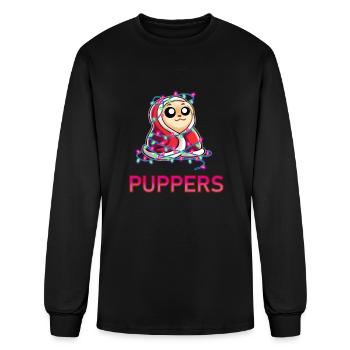 Comfy Christmas Pupper - Men's Long Sleeve T-Shirt - black - Front