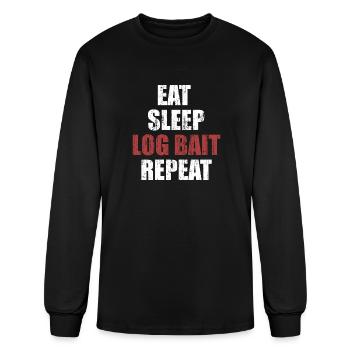 Eat sleep log bait repeat - Men's Long Sleeve T-Shirt - black - Front