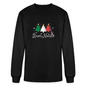 Buon Natale Arbre de Noël italien - T-shirt à manches longues Homme - noir - Devant