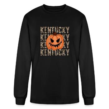 Camo Kentucky Pumpkin Funny Halloween 2022 - Men's Long Sleeve T-Shirt - black - Front