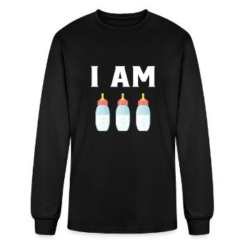 I Am Three Milk Bottle 3rd Birthday Theme Outfit - Men's Long Sleeve T-Shirt - black - Front