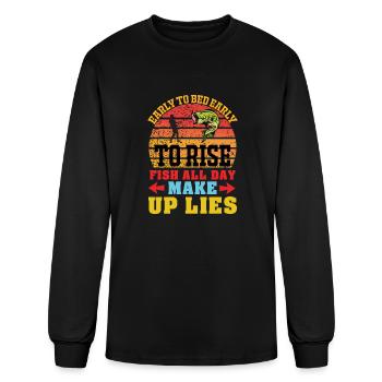 Se coucher tôt pour lever les poissons toute la journée maquillage - T-shirt à manches longues Homme - noir - Devant