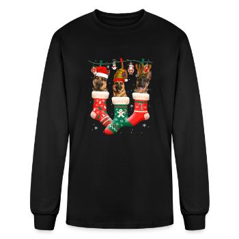 Christmas German Shepherd Sock - Men's Long Sleeve T-Shirt - black - Front