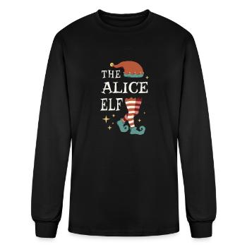 The Alice Elf - Christmas Pajama for Alice - Men's Long Sleeve T-Shirt - black - Front