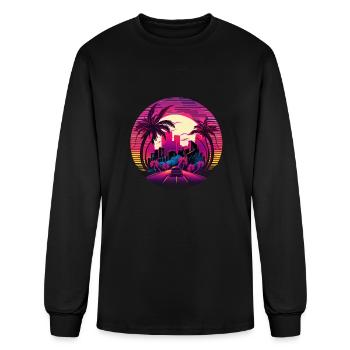 Retrowave Synthwave 80s Design - Men's Long Sleeve T-Shirt - black - Front