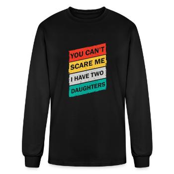 Men, Father Hero. I Have Two Daughters - Men's Long Sleeve T-Shirt - black - Front