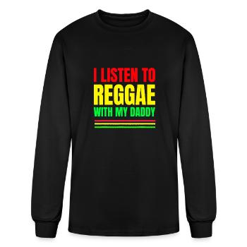 Chemises Reggae pour tout-petits - J’écoute du reggae avec mon - T-shirt à manches longues Homme - noir - Devant