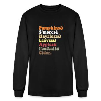 S'mores& Hayrides& Leaves& Apples& Football& Cider - Men's Long Sleeve T-Shirt - black - Front