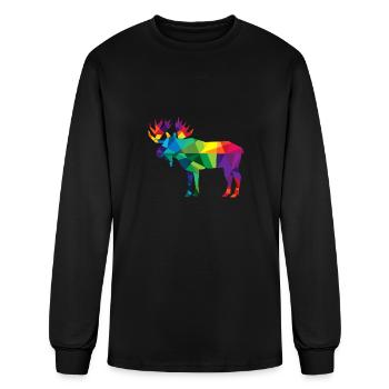 Moose Colorful Low Poly Art HUNTING Theme - Hunter - Men's Long Sleeve T-Shirt - black - Front