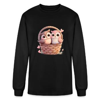 Cute Owls In Basket - Men's Long Sleeve T-Shirt - black - Front