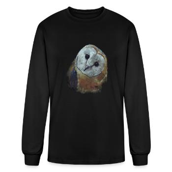 Barn Owl Painting Owl Artcountryestheticfigurative - Men's Long Sleeve T-Shirt - black - Front