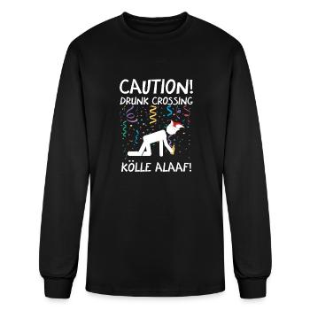 Carnival costume Kölle Alaaf Cologne Caution Drunk - Men's Long Sleeve T-Shirt - black - Front