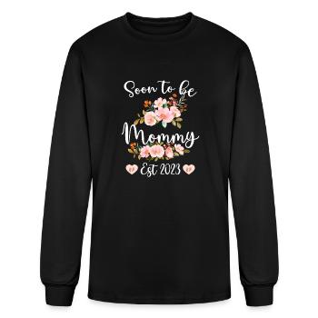 Soon To Be Mommy Est 2023 Funny Easter - Men's Long Sleeve T-Shirt - black - Front
