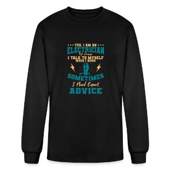 Electrician Electricity Lineman Wiring Electrical - Men's Long Sleeve T-Shirt - black - Front