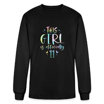 This Girl Is Officially 11 Eleven Year Old 11th Bi - Men's Long Sleeve T-Shirt - black - Front