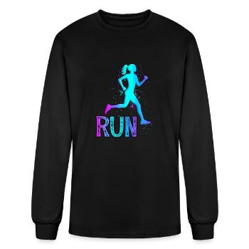 Running Girl for girls runnersrunning lover - Men's Long Sleeve T-Shirt - black - Front