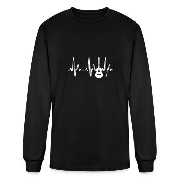 Acoustic Guitar Heartbeat - Guitar Musicianguitar - Men's Long Sleeve T-Shirt - black - Front