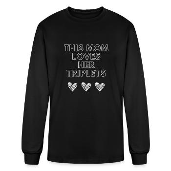 Cette maman aime ses triplés - T-shirt à manches longues Homme - noir - Devant
