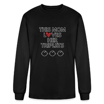 Cette maman aime ses triplés - T-shirt à manches longues Homme - noir - Devant