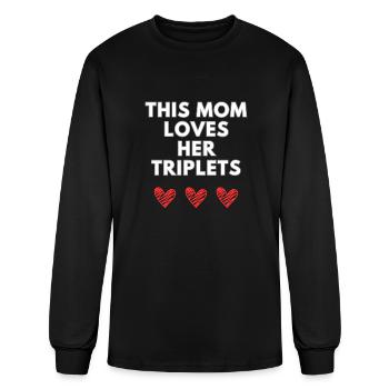 Cette maman adore ses triplés - T-shirt à manches longues Homme - noir - Devant