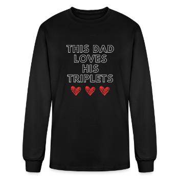Ce père aime ses triplés - T-shirt à manches longues Homme - noir - Devant