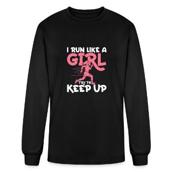 I Run Like A Girl Try To Keep Up Marathon Trail Ru - Men's Long Sleeve T-Shirt - black - Front
