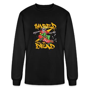 Shred Till Ya Dead Skeleton Skateboard Skater - Men's Long Sleeve T-Shirt - black - Front