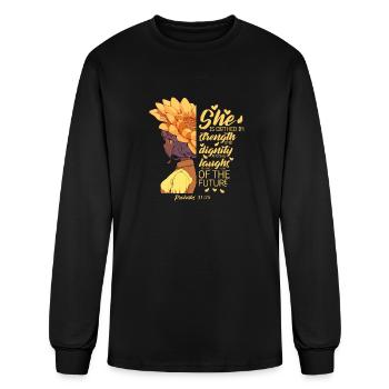 Christian Bible Verse Sunflower Proverbs Verse Pun - Men's Long Sleeve T-Shirt - black - Front