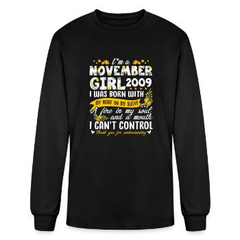 14th Birthday Floral Girl Limited Edition November - Men's Long Sleeve T-Shirt - black - Front