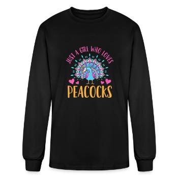 Peacock Just a Girl Who Loves Peacocks - Men's Long Sleeve T-Shirt - black - Front