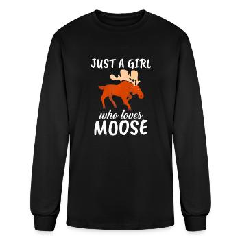 Just A Girl Who Loves Moose Clothes Outfit Moose - Men's Long Sleeve T-Shirt - black - Front