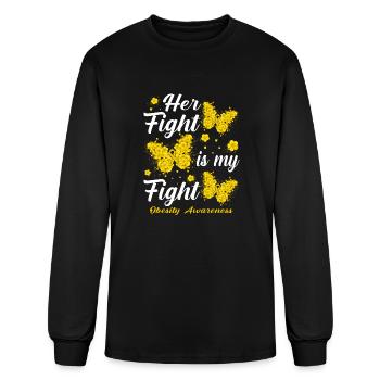 Her Fight Is My Fight Obesity Awareness Butterfly - Men's Long Sleeve T-Shirt - black - Front