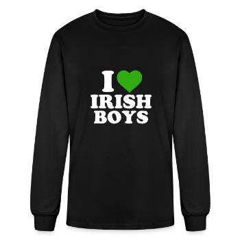 I Love Irish Boys Funny St Patrick's Day Heart Sha - Men's Long Sleeve T-Shirt - black - Front