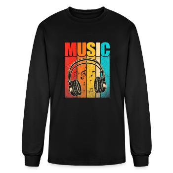 Electronic Music Lover DJ Vintage Headphones - Men's Long Sleeve T-Shirt - black - Front