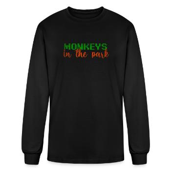 Monkeys in the park - Men's Long Sleeve T-Shirt - black - Front