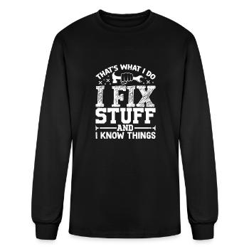Funny Mechanic I Fix Stuff And Know Things Gifts - Men's Long Sleeve T-Shirt - black - Front