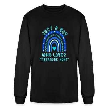 Just A Boy Who Loves Treasure Hunt Idea Treasure - Men's Long Sleeve T-Shirt - black - Front