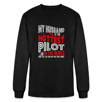 Le mari pilote le plus réel Tee - T-shirt à manches longues Homme - noir - Devant