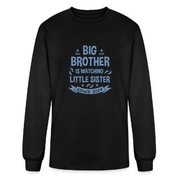 The big brother takes care of the little sister in - Men's Long Sleeve T-Shirt - black - Front