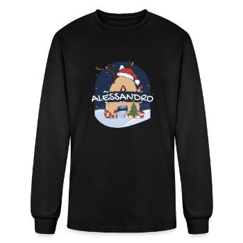 Awesome Alessandro Name w Santa Hat in Xmas Theme - Men's Long Sleeve T-Shirt - black - Front