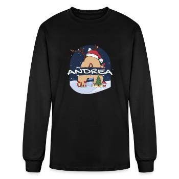 Awesome Andrea Name w Santa Hat in Xmas Theme - Men's Long Sleeve T-Shirt - black - Front