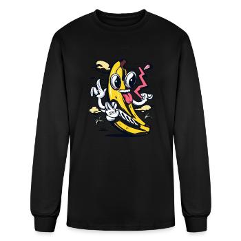 Naughty Comic Banana - Men's Long Sleeve T-Shirt - black - Front