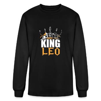 Leo Birthday Gifts - King Leo Zodiac - Men's Long Sleeve T-Shirt - black - Front