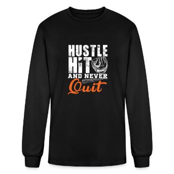 Baseball hustle hit and never quit - Men's Long Sleeve T-Shirt - black - Front